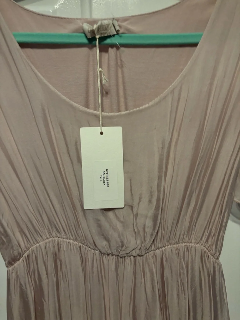 Pleated V-Neck Women's Dress in Dusty Pink - Picture 1 of 3